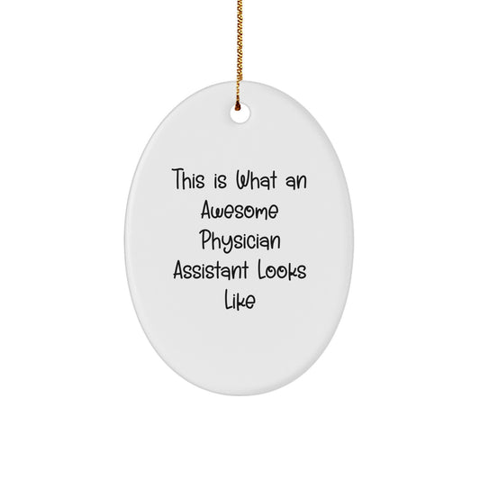 Funny Physician Assistant Gifts from Friends for Christmas Unique Oval Ornament with Inspirational Quote, Gifts for Men Women Coworkers Family - Image 1
