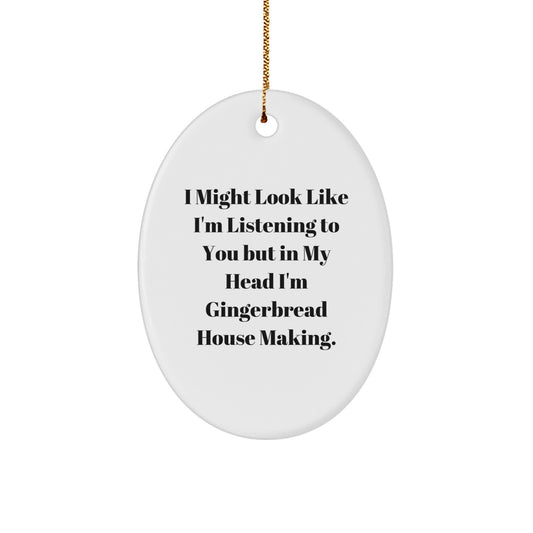Funny Gingerbread House Making Decorations Oval Ornament Gifts for Friends from Family - Image 1