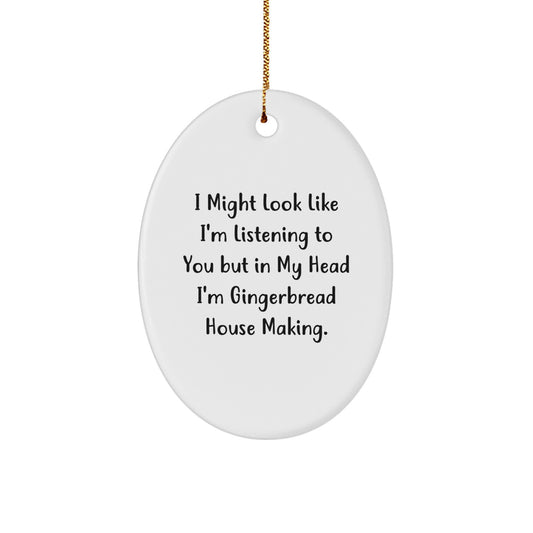 Funny Gingerbread House Making Gifts for Women Friends - Oval Ornament Decoration Ideas - Christmas Unique Gifts from Men to Family - Image 1