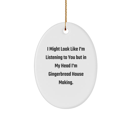 Funny Gingerbread House Making Oval Ornament Gifts from Men for Christmas - Gingerbread House Making Decorative Accent, Perfect for Gingerbread House Making Enthusiasts - Image 1