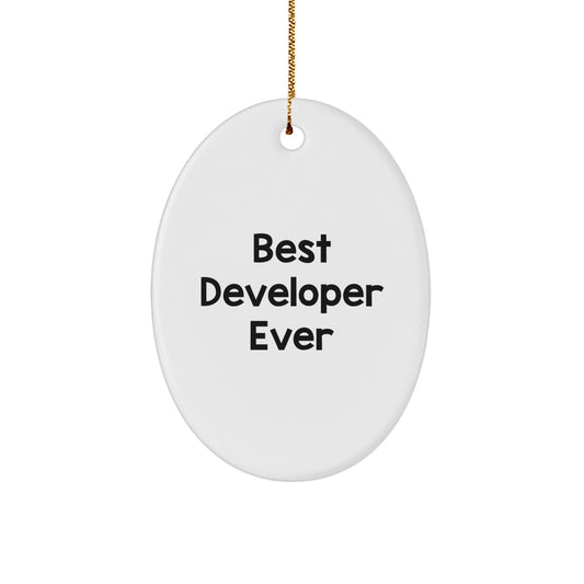 Funny Developer Gifts for Christmas - Best Developer Ever Oval Ornament Gifts from Friends for Developer - Image 1