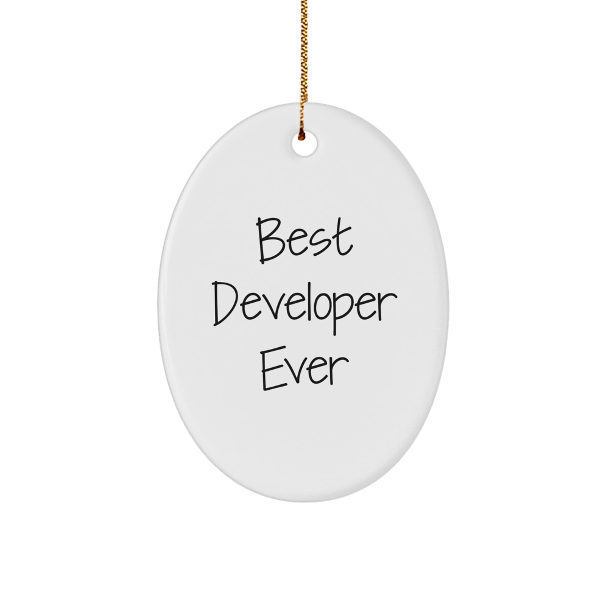 Best Developer Ever Oval Ornament, Funny Gifts from Friends or Coworkers, Christmas Unique Gifts for Him or Her - Image 1