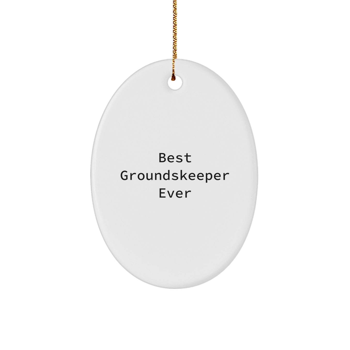Funny groundskeeper Gifts from Family, Best groundskeeper Ever Oval Ornament, Unique Christmas Decorations for groundskeeper Men - Image 1