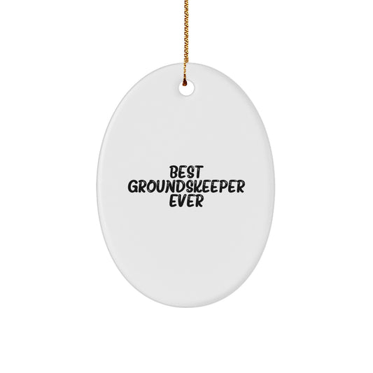 Funny 'Best groundskeeper Ever' Oval Ornament Gifts for groundskeeper, from Friends to Family at Christmas - Image 1