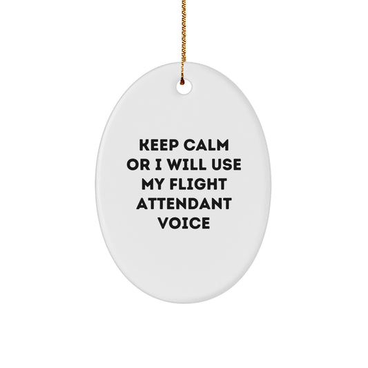 Funny Flight Attendant Gifts for Christmas with Oval Ornament - Gifts from Coworkers to Flight Attendant Friends and Family - Image 1