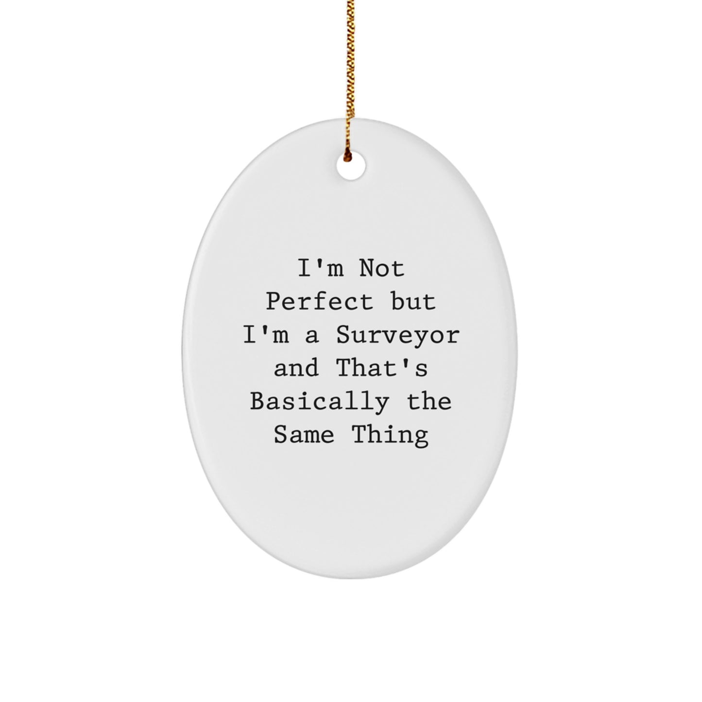 Funny Surveyor Gifts for Christmas - Oval Ornament 'I'm Not Perfect But I'm A Surveyor And That's Basically The Same Thing' from Friends, Coworkers, Family - Image 1