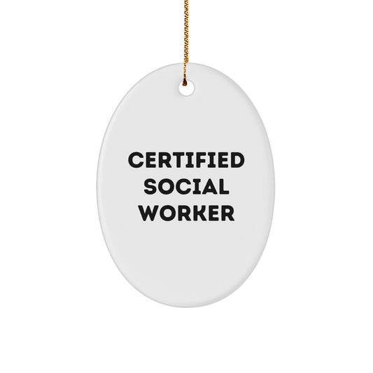Funny Social Worker Gifts, Certified Social Worker Oval Ornament, Christmas Unique Gifts from Family, Gifts for Social Worker with Inspirational Quote - Image 1
