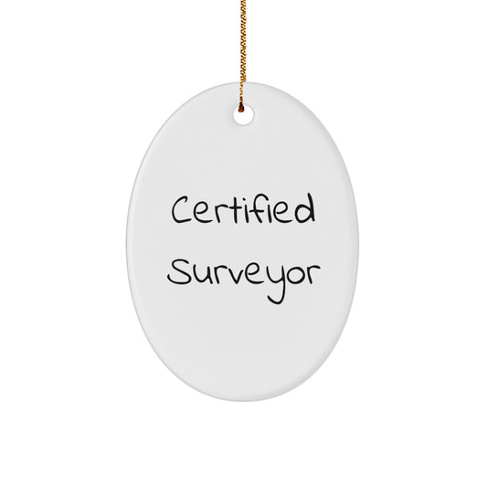 Funny Surveyor Gifts from Friends - Oval Ornament with Certified Surveyor Quote for Christmas Unique Gifts - Image 1
