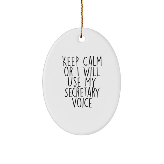 Funny Secretary Oval Ornament Gifts from Men to Women Coworkers Friends Family, Oval Shaped Secretary Voice Humor, Christmas Unique Gifts for Secretary Secretary Desk - Image 1