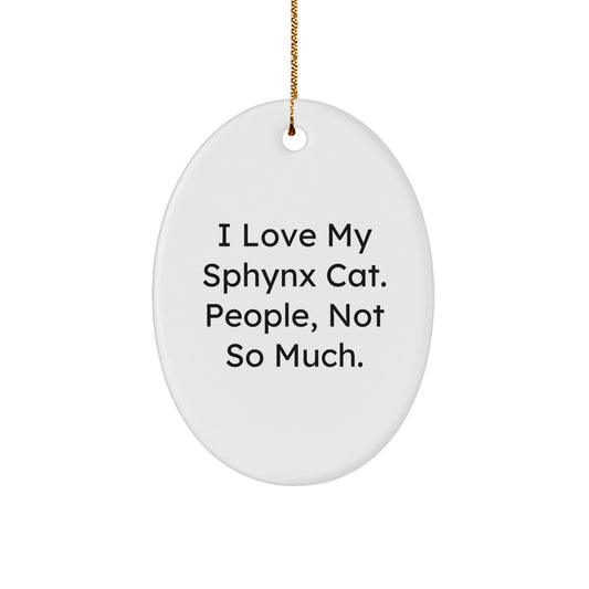 Funny Sphynx Cat Lover Gifts from Friends, Unique Oval Ornament for Christmas - Image 1