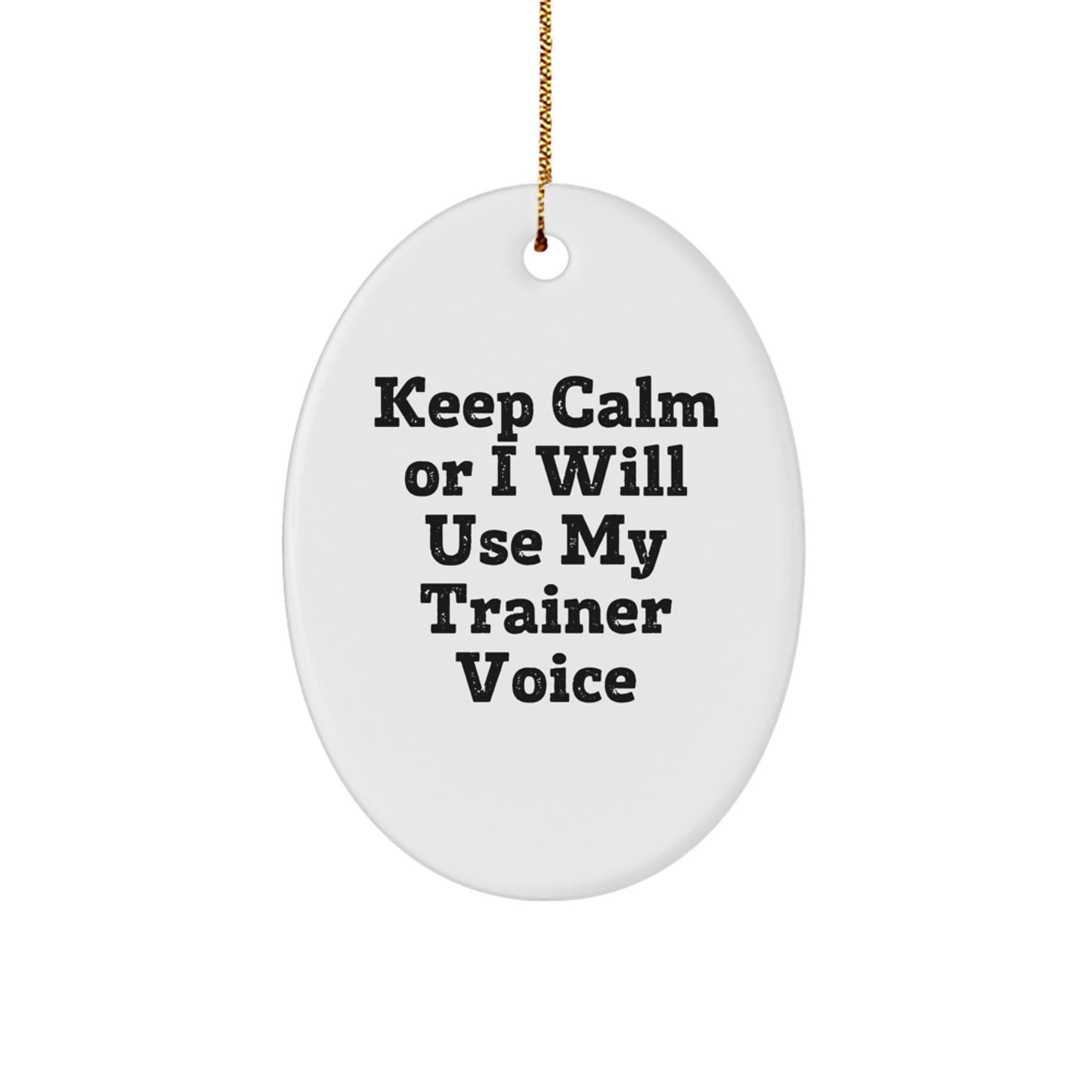Funny Trainer Gifts for Men - Oval Ornament with Keep Calm Or I Will Use My Trainer Voice, Gifts from Friends, Unique Christmas Unique Gifts - Image 1