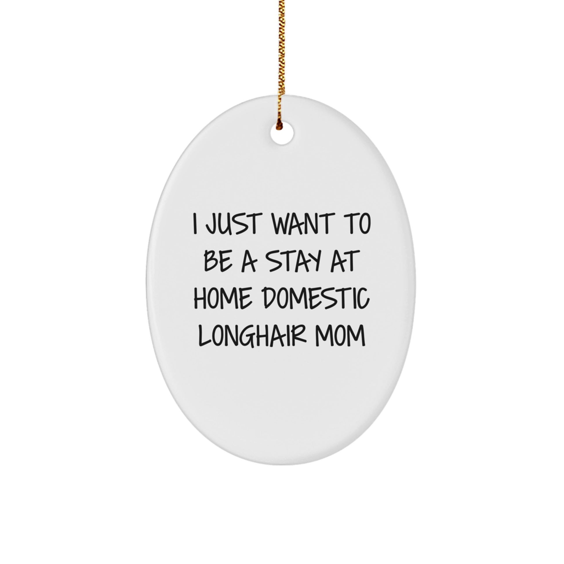 Funny Christmas Oval Ornaments Gifts from Men to Domestic Longhair Cat Mom - I Just Want To Be A Stay At Home Domestic Longhair Mom - Image 1