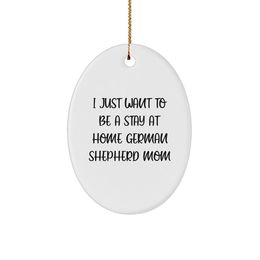 Funny German Shepherd Dog Mom Christmas Oval Ornament Gifts from Family - Image 1