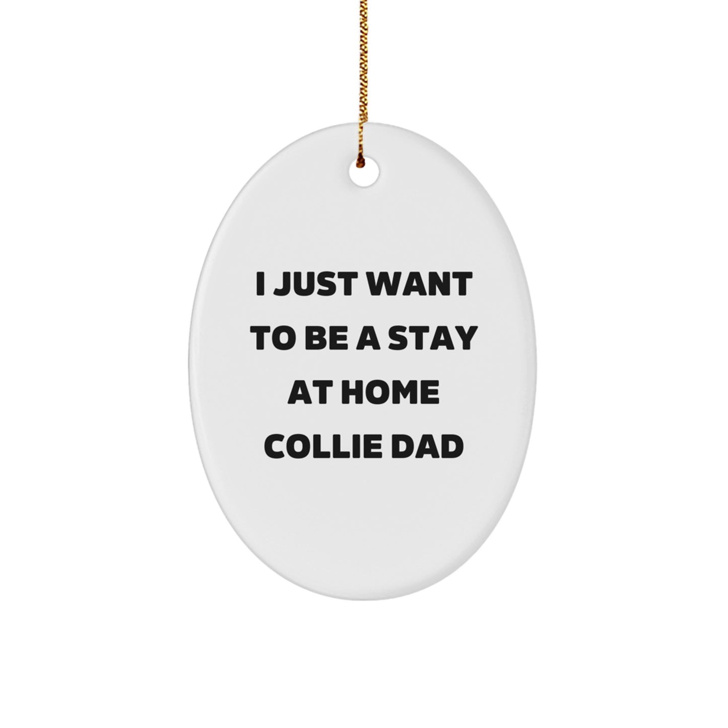 Funny Collie Dog Dad Gifts from Men for Christmas Unique Gifts, Oval Ornament Collie Dog Lover Home Decor, Christmas Memorable Presents for Friends Family - Image 1