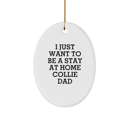 Gifts from Dad to Collie Dog - Oval Ornament with Funny Quote 'I Just Want To Be A Stay At Home Collie Dad' for Christmas Unique Gifts - Image 1