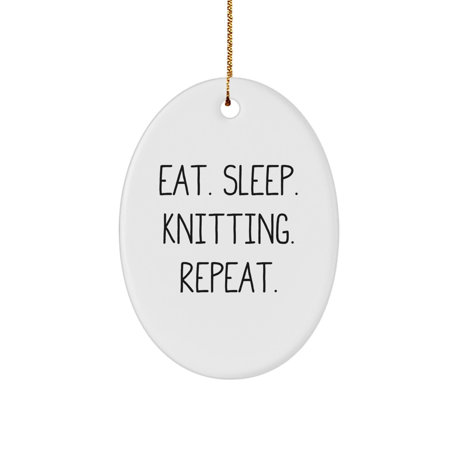 Knitting Gifts for Women from Friends - Oval Ornament with Eat. Sleep. Knitting. Repeat. - Christmas Unique Gifts - Image 1