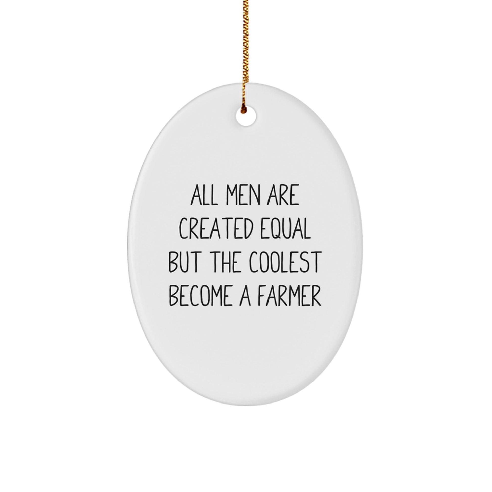 Farmer Oval Ornament – Christmas Gift for Her – White Deluxe Present - Image 1