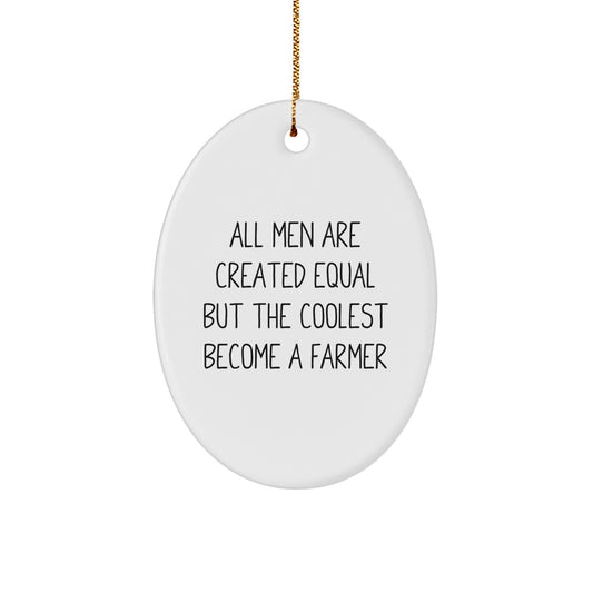 Farmer Oval Ornament – Christmas Gift for Her – White Deluxe Present - Image 1
