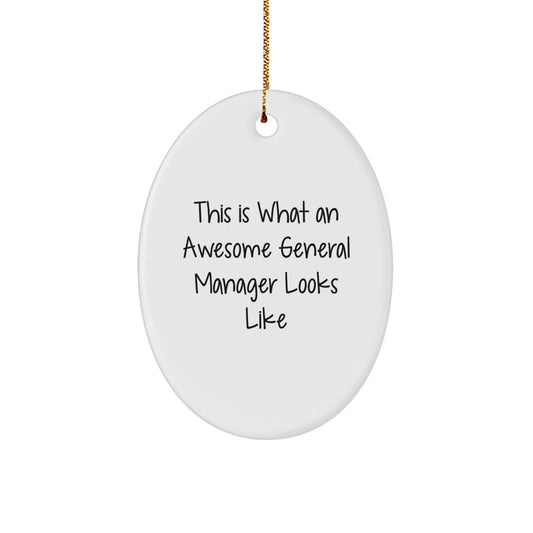 Funny General Manager Gifts from Friends, This Is What an Awesome General Manager Looks Like Oval Ornament, Christmas Unique Gifts for General Manager - Image 1