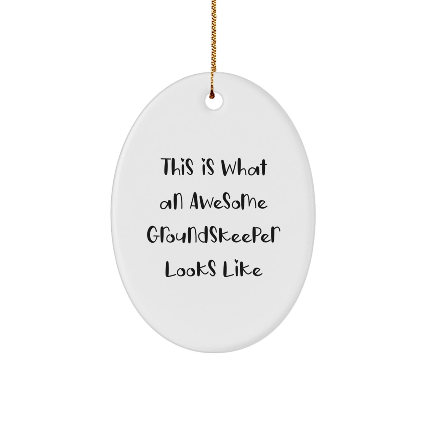 Funny groundskeeper Gifts from Men, Unique Oval Ornaments for groundskeeper, Christmas Holiday Decorations - 'This Is What An Awesome groundskeeper Looks Like' - Image 1