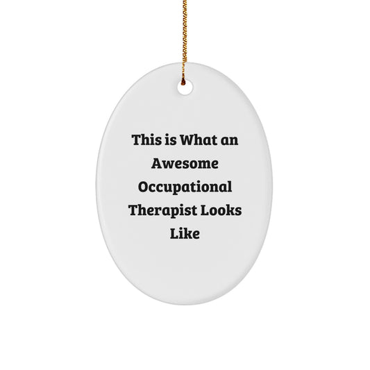 Occupational Therapist Gifts from Friends - This Is What An Awesome Occupational Therapist Looks Like Oval Ornament for Christmas Unique Gifts - Image 1