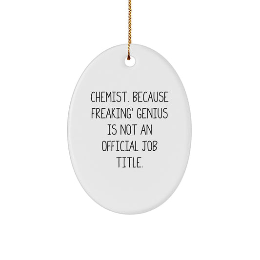 Funny Chemist Gifts - Oval Ornament, 'Chemist. Because Freaking' genius Is Not An Official Job Title.' - Unique Christmas Unique Gift for Chemist, Friends, Family, or Coworkers - Image 1