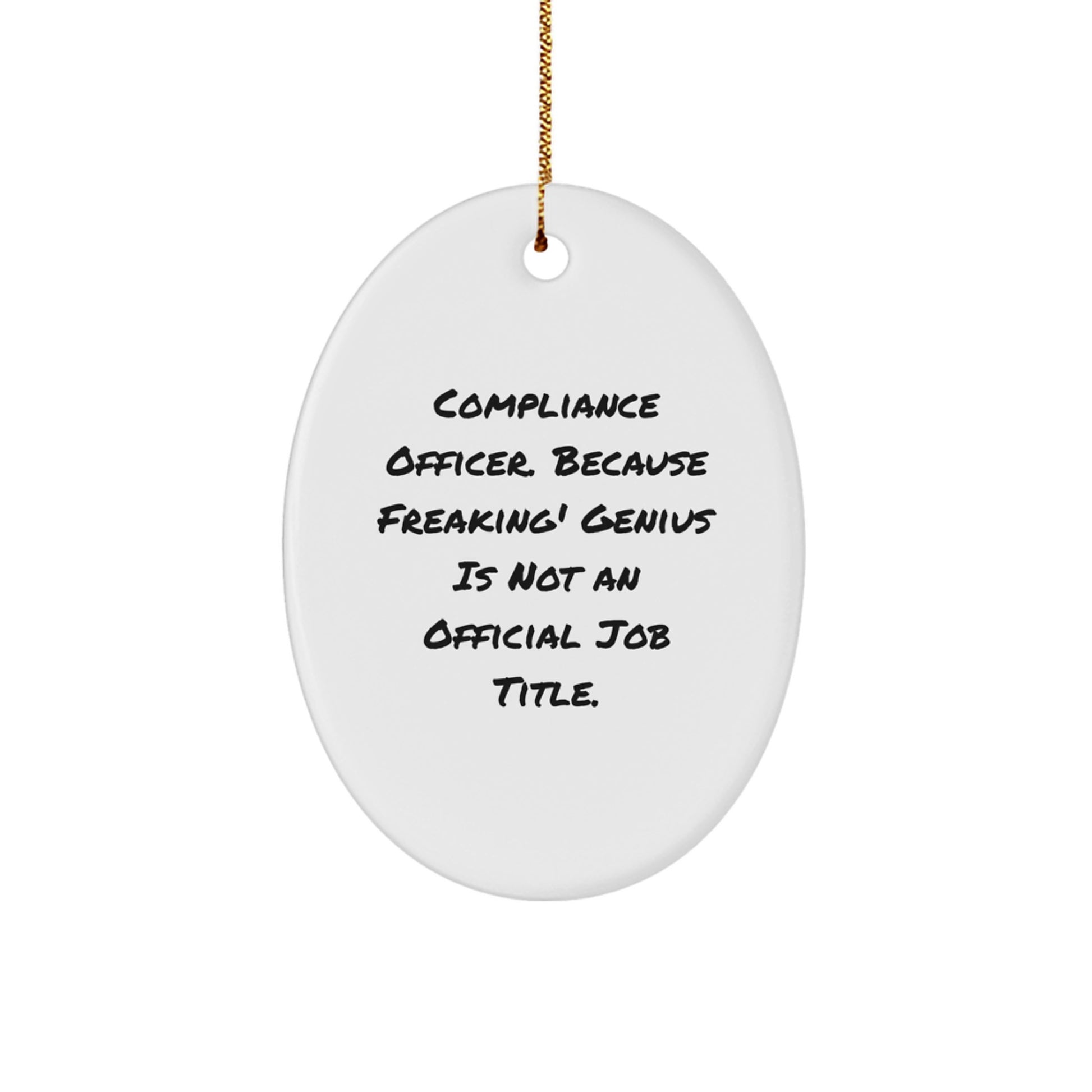 Compliance Officer Funny Gift, Oval Ornament for Compliance Officers, Funny Christmas Unique Gifts from Coworkers, Compliance Officer Appreciation Gifts - Image 1