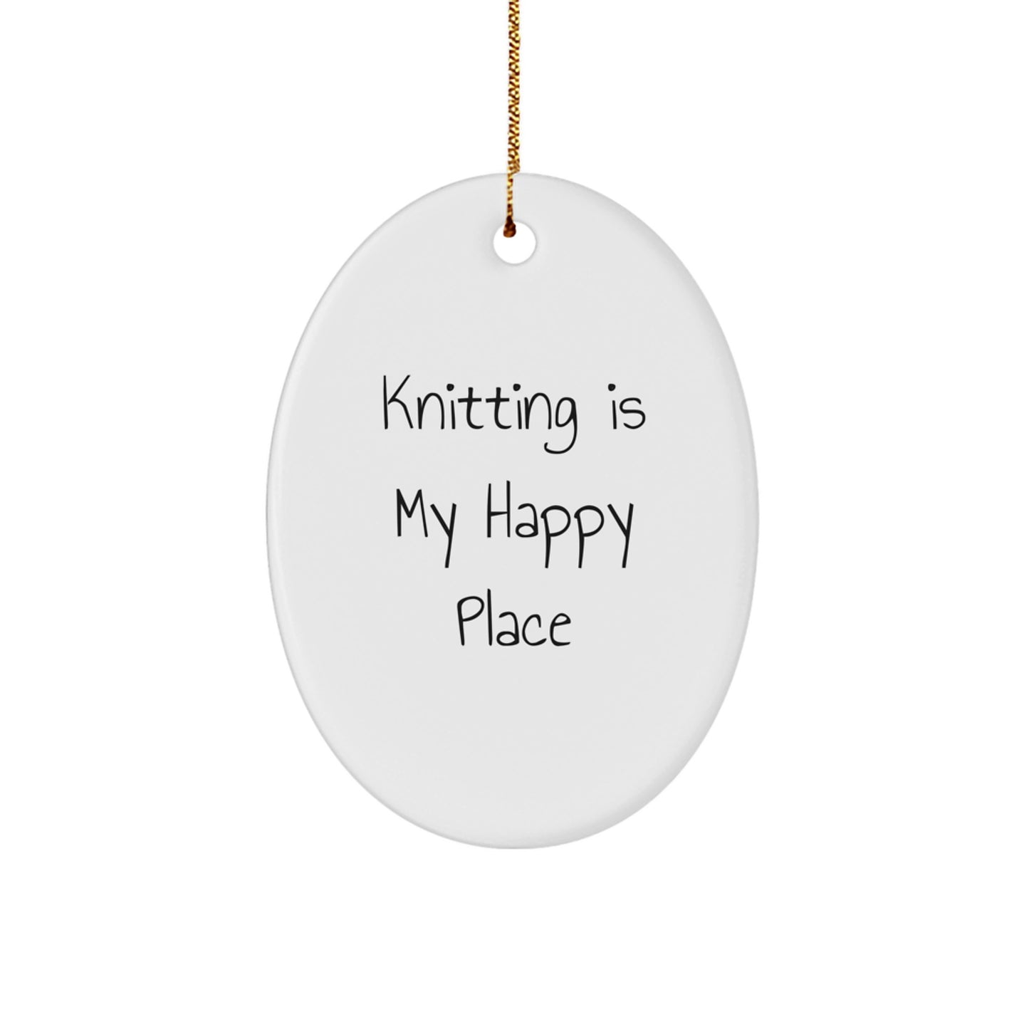 Knitting Gifts for Friends Funny Oval Ornament White Christmas Unique Decorations Gifts from Family - Image 1