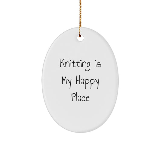 Knitting Gifts for Friends Funny Oval Ornament White Christmas Unique Decorations Gifts from Family - Image 1