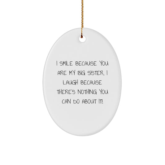 Funny Big Sister Oval Ornament Gifts from Family for Christmas Unique Gifts, Oval Ornament Big Sister Quote, Big Sister Christmas Unique Gift - Image 1