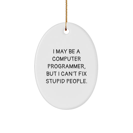 Funny Quote Oval Ornament for Computer Programmer, Gifts from Friends, Christmas Unique Gifts for Men - Image 1