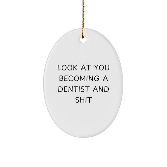 Dentist Keepsake Bright Oval Ornament for Him – Christmas Gift - Image 1