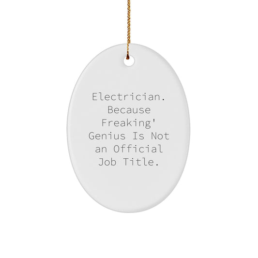 Gifts from Men to the Electrician in Your Life - Funny Quote Oval Ornament, Electrician Gifts for Coworkers, Christmas Unique Gifts, Oval Ornament Electrician Humor - Image 1