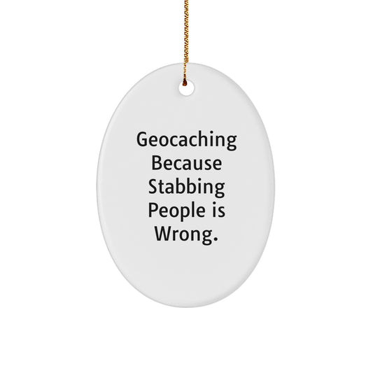 Geocaching Gifts from Friends to Family, Funny Oval Ornament for Christmas - Image 1