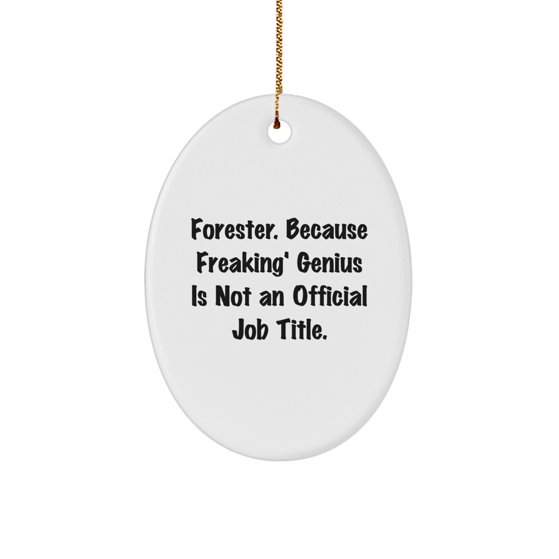 Funny Forester Oval Ornaments Gifts from Family for Men - 'Forester. Because Freaking genius Is Not An Official Job Title.' Christmas Unique - Image 1