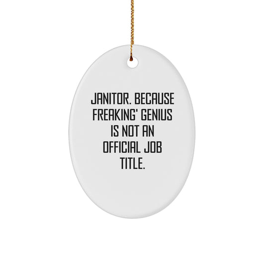 Janitor genius Quote Oval Ornament Gifts from Friends for Christmas - Image 1