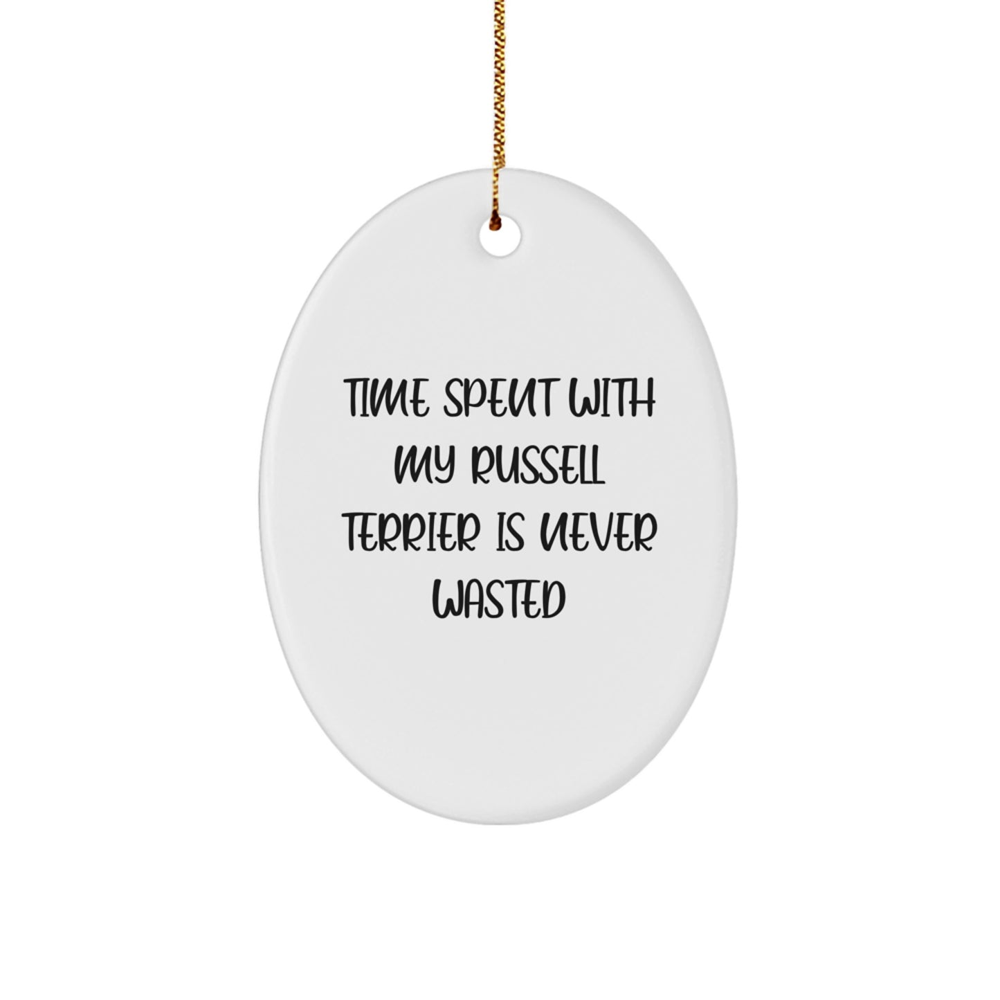 Funny Russell Terrier Dog Gifts for Men Friends Family - Oval Ornament with White Color - Image 1