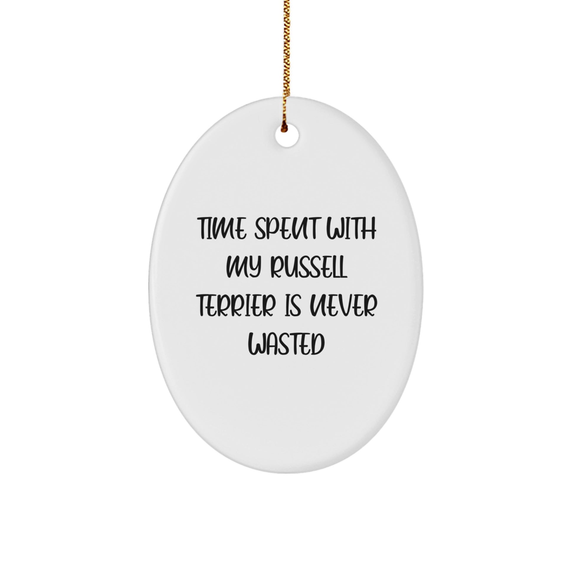 Funny Russell Terrier Dog Gifts for Men Friends Family - Oval Ornament with White Color - Image 1