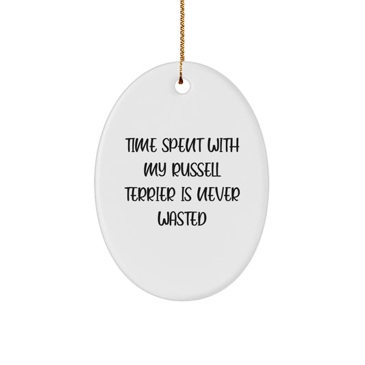 Funny Russell Terrier Dog Gifts for Men Friends Family - Oval Ornament with White Color - Image 1