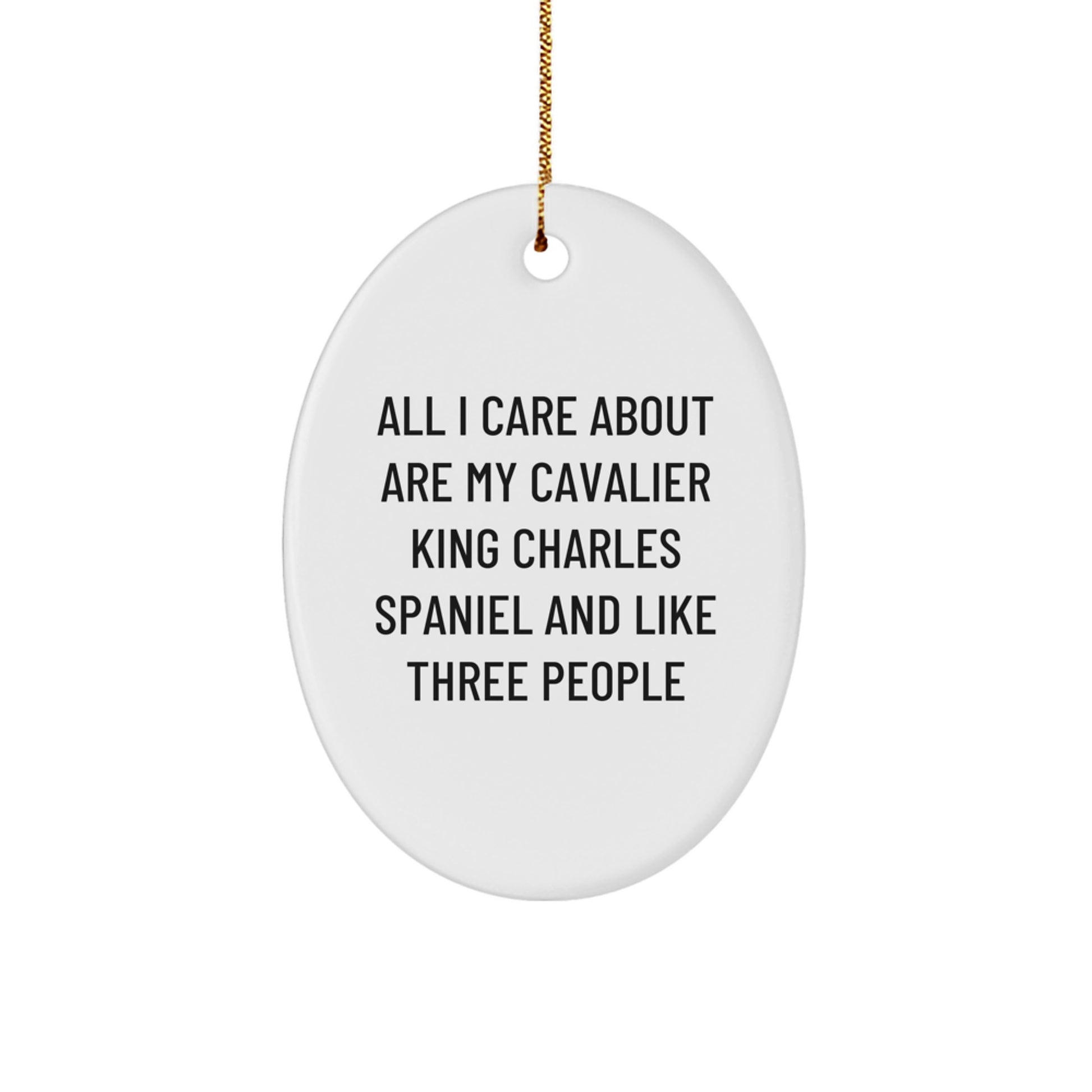 Funny Cavalier King Charles Spaniel Dog Lover Christmas Unique Gifts for Friends, Oval Ornament with Quote All I Care About Are My Cavalier King Charles Spaniel And Like Three People - Image 1