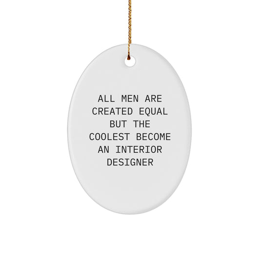 For Him Interior Designer Christmas Ornament Keepsake Gift White Oval - Image 1
