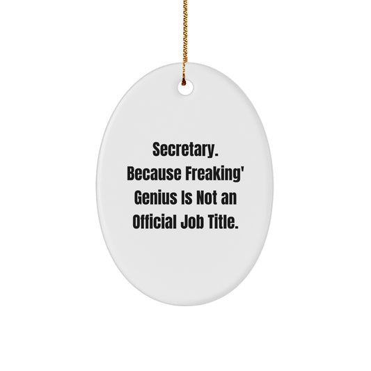 Funny Secretary Oval Ornament, Gifts from Men to Secretary, Unique Christmas Unique Gifts for Secretary - Image 1