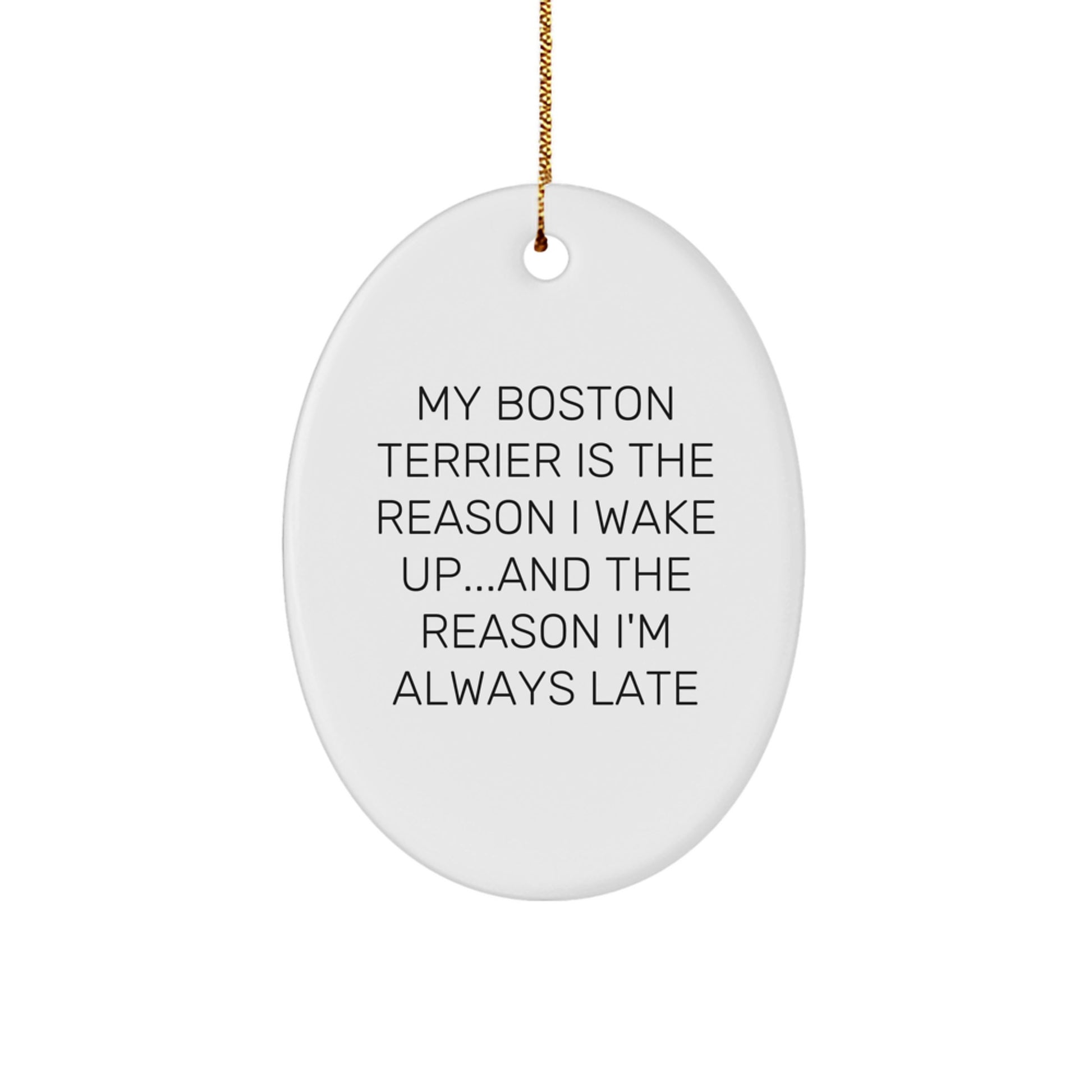 Boston Terrier Dog Oval Ornament Gift for Friends Funny Quote Christmas Unique - Image 1