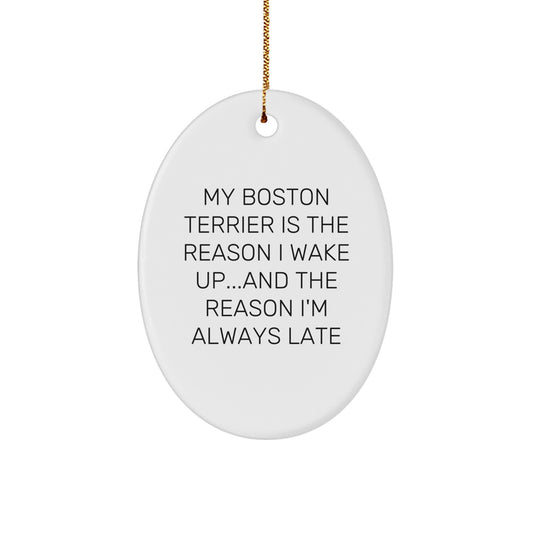 Boston Terrier Dog Oval Ornament Gift for Friends Funny Quote Christmas Unique - Image 1