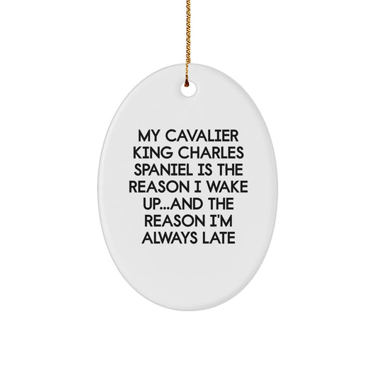 Cavalier King Charles Spaniel Dog Christmas Oval Ornament Gifts from Men for Men, Women, Friends, Coworkers, Family - Funny Quote - Image 1