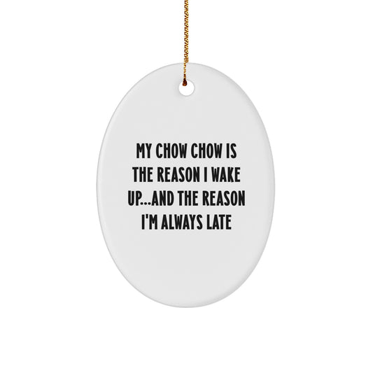 Funny Chow Chow Dog Oval Ornament Gifts from Family for Home Decor Christmas Unique - Image 1