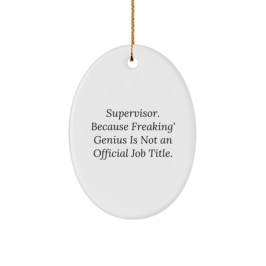 Christmas Unique Gift Supervisor Oval Ornament – Freaking genius Present - Image 1