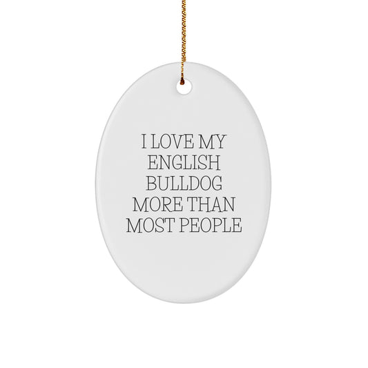 English Bulldog Oval Ornament Gifts from Family for Christmas Unique - Image 1