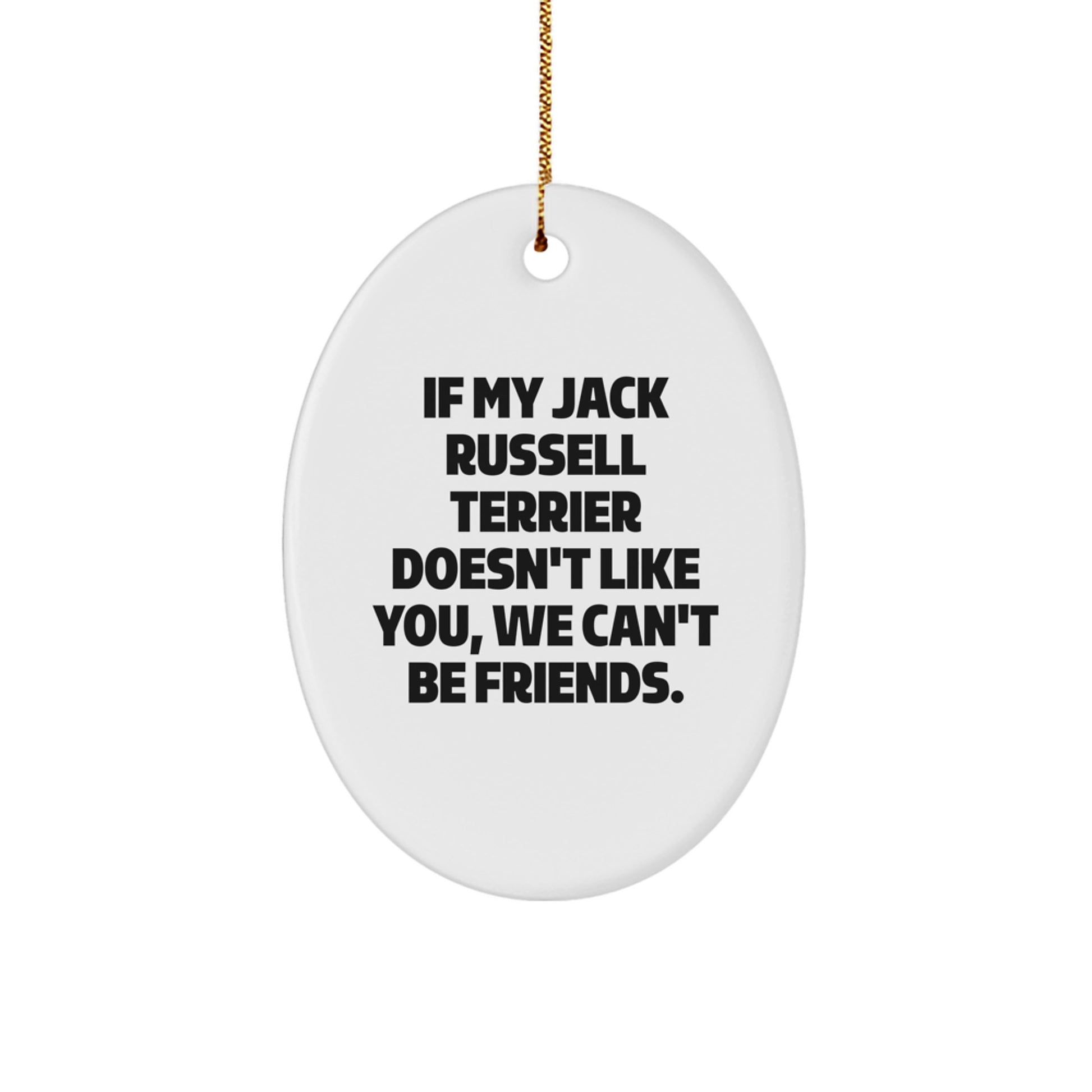 Funny Jack Russell Terrier Dog Christmas Unique Gifts from Friends Oval Ornament - Image 1