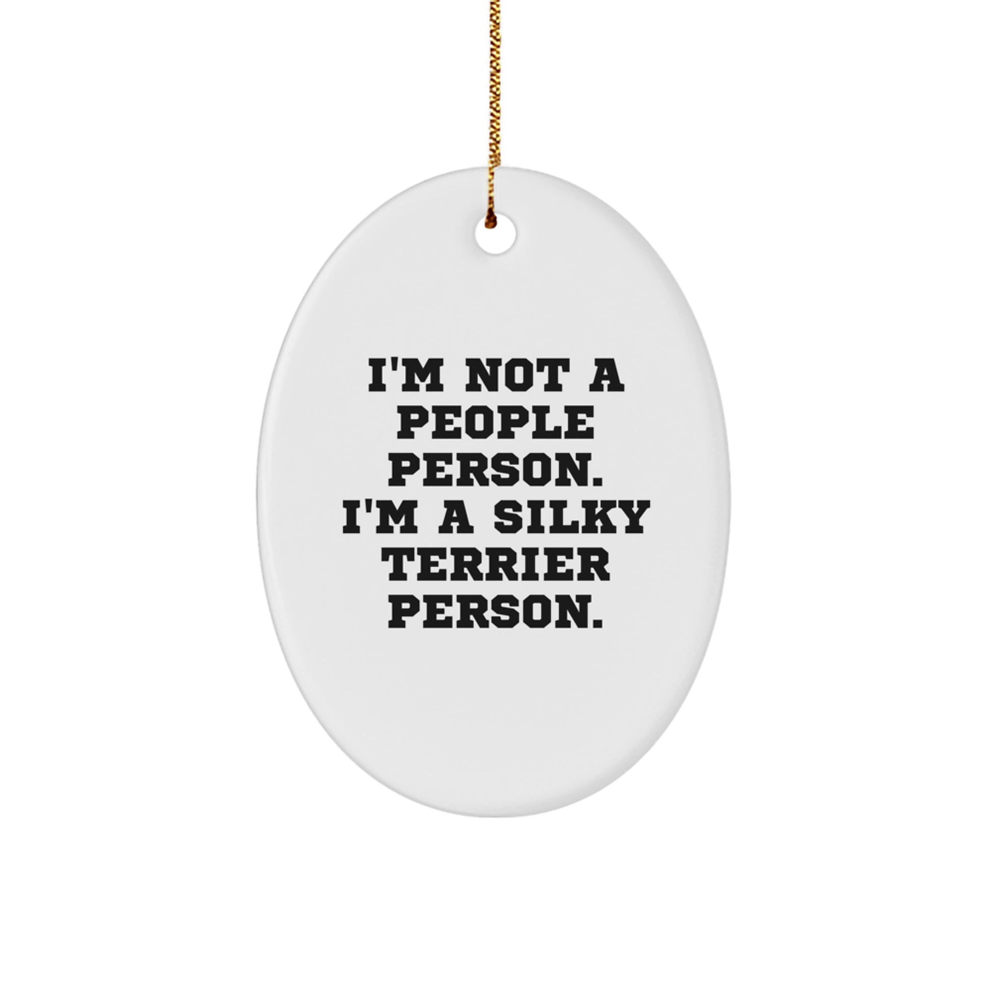 Funny Silky Terrier Dog Christmas Oval Ornament Gifts from Family to Friends - Image 1